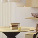 Creative Visualization - Round Beige and Brown Wooden Table and Chair