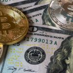 Blockchain Business - Bitcoins and U.s Dollar Bills