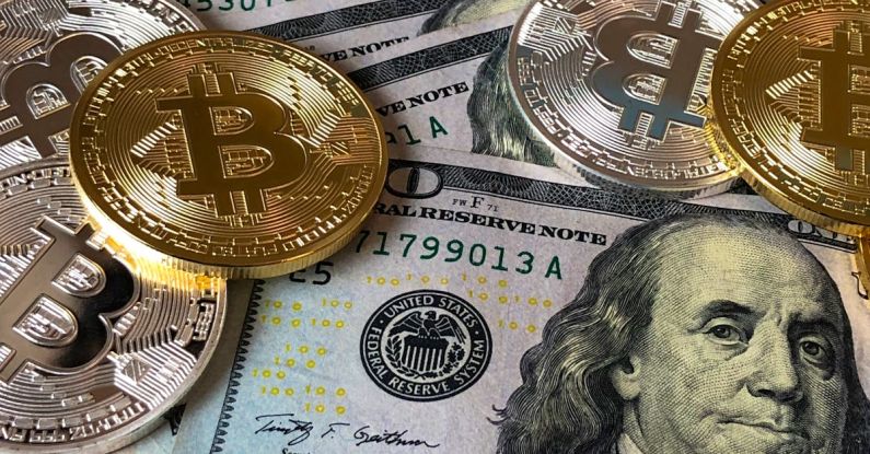 Blockchain Business - Bitcoins and U.s Dollar Bills